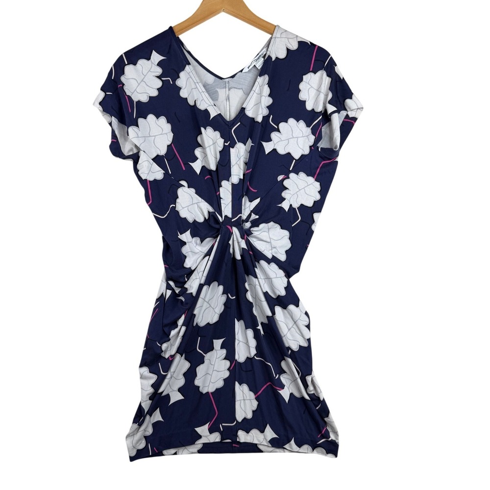 Diane Von Furstenberg Nobuko Jersey Draped Dress size 4 Blue/White/Pink
